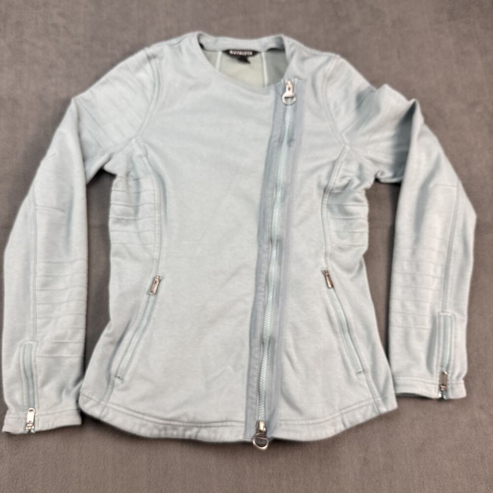 Athleta Jacket Womens Small Moto Jacket Green Long Sleeve Full Zip Fleece